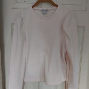 Baby Pink Crewneck Sweater With Puffy Sleeves